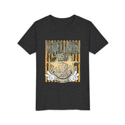 Kindergarten Stars Youth Tee – Camo Globe Graphic Back-to-School Shirt