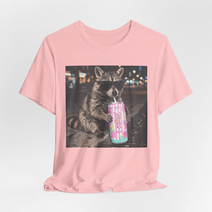 Raccoon Drinking Soda T-Shirt — Funny Urban Nightlife Graphic Tee