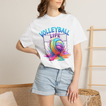 Volleyball Life T-Shirt — Colorful Paint Splash Volleyball Tee
