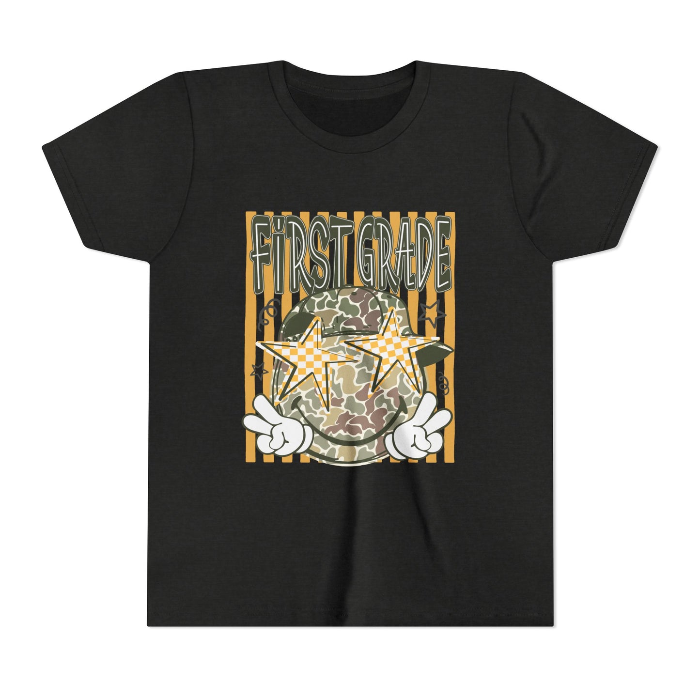 First Grade Camo Stars Youth Tee - Back to School Kids T-Shirt