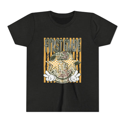 First Grade Camo Stars Youth Tee - Back to School Kids T-Shirt