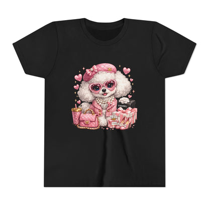 Cute Pink Poodle Fashion Kids Tee – Girly Puppy with Sunglasses & Gifts