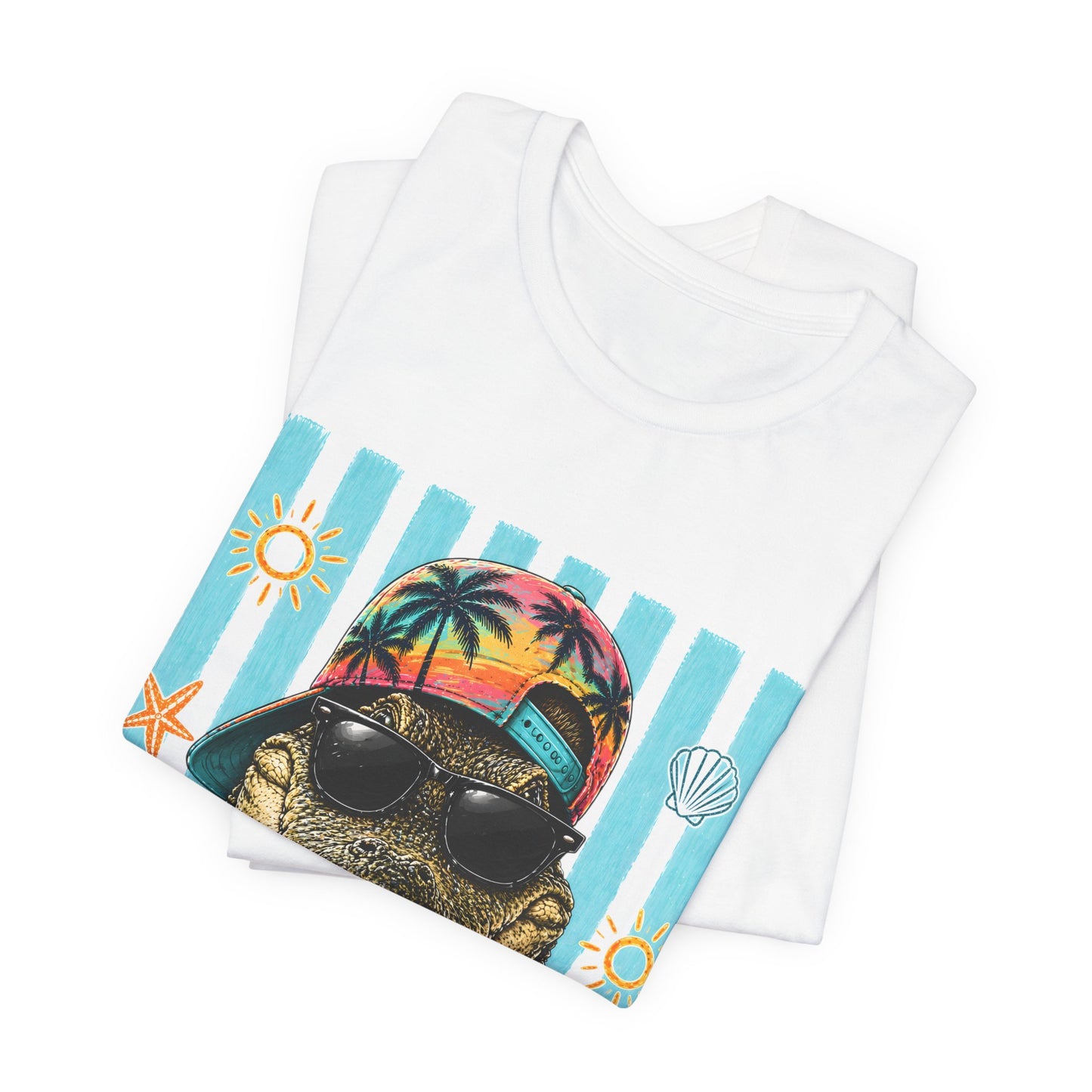 Alligator in Sunglasses Beach Tee — Tropical Summer Graphic T-Shirt
