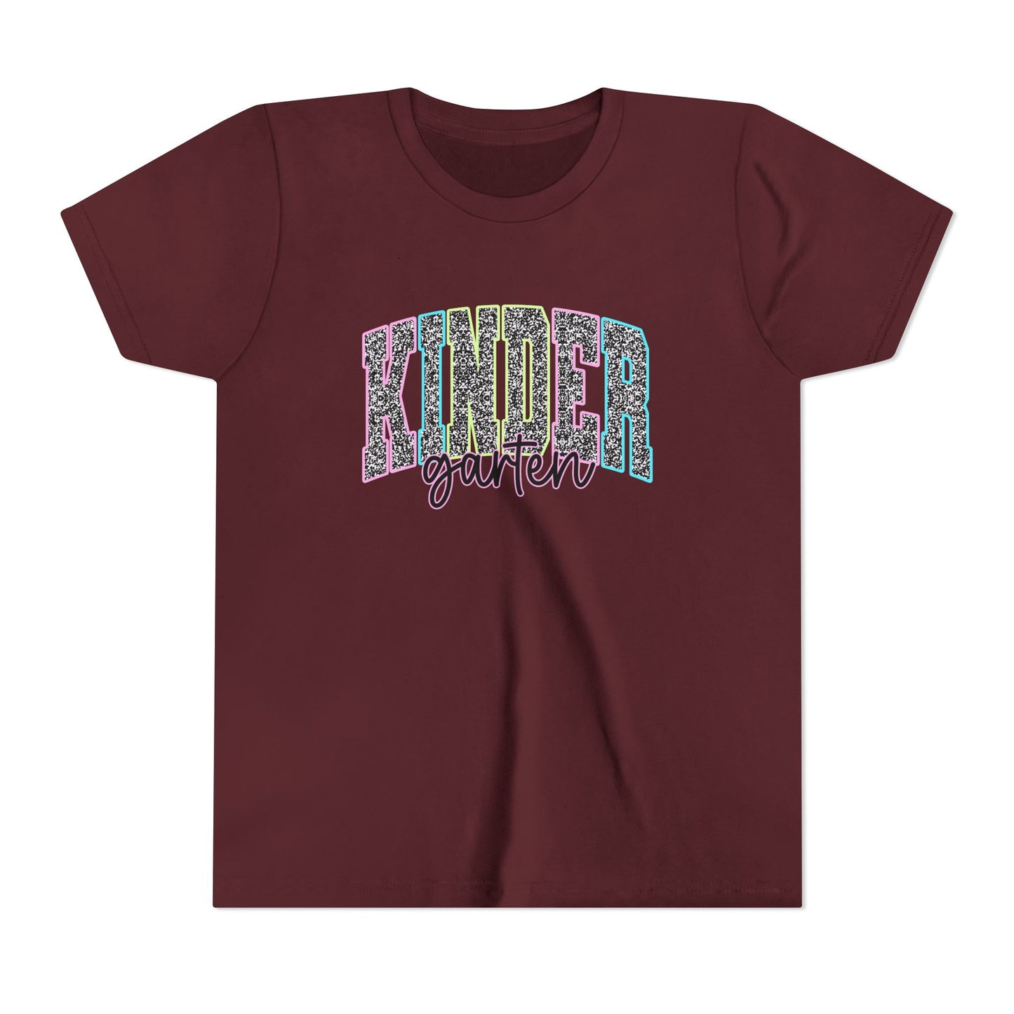 Kinder Garden Youth Tee — Colorful Glitter Graphic Shirt for Kids