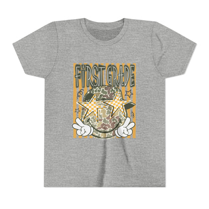 First Grade Camo Stars Youth Tee - Back to School Kids T-Shirt
