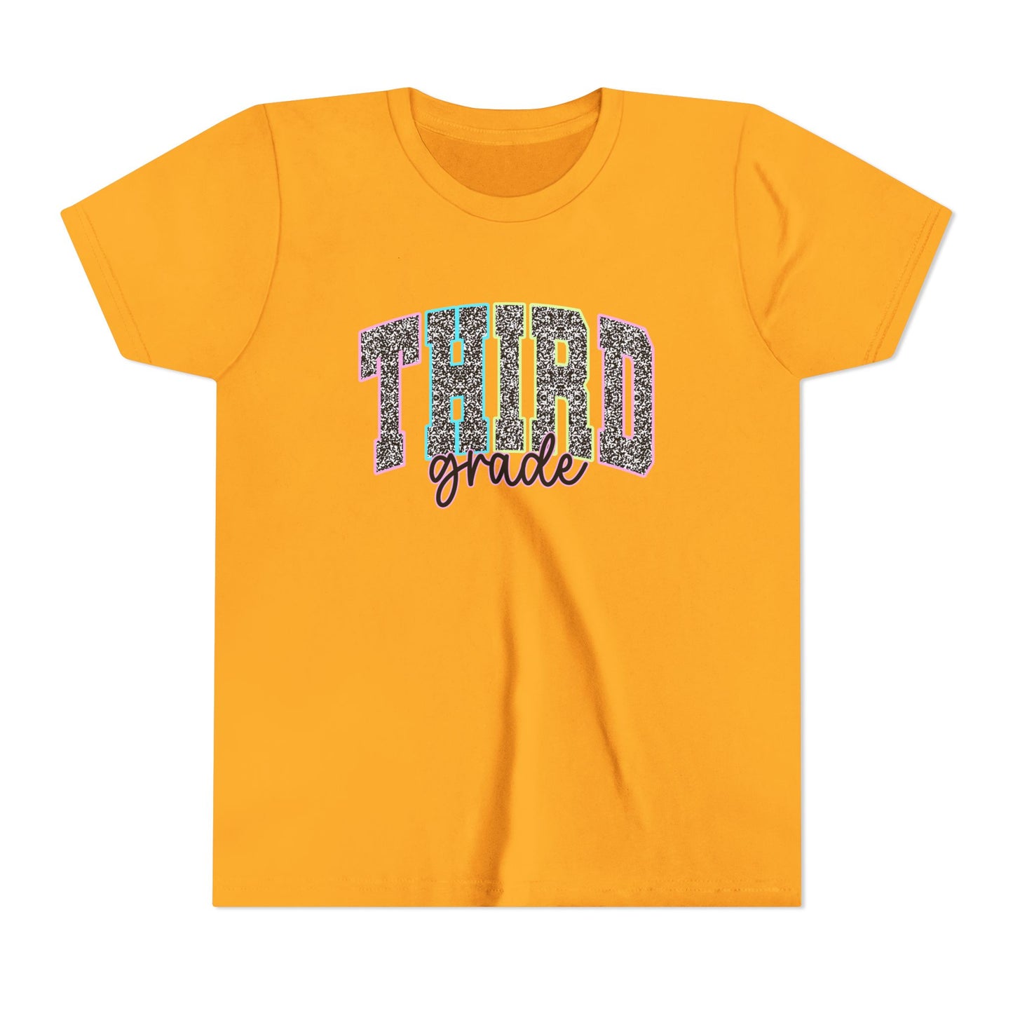 Third Grade Youth T-Shirt — Glitter Varsity Back-to-School Tee