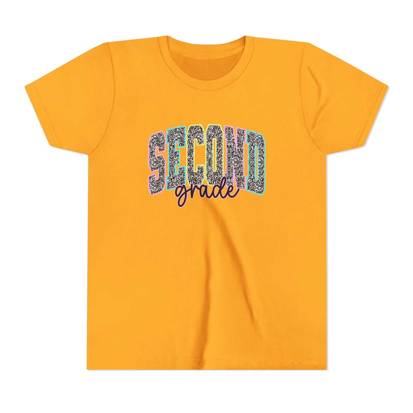 Second Grade Youth T‑Shirt — Colorful Glitter Lettering Back-to-School Tee