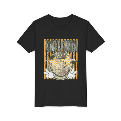 Kindergarten Stars Youth Tee – Camo Globe Graphic Back-to-School Shirt