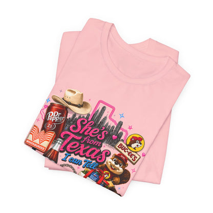 She's From Texas Graphic Tee — Vintage Texas Icons T‑Shirt