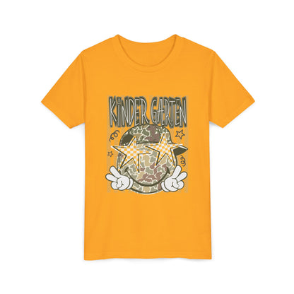 Kindergarten Stars Youth Tee – Camo Globe Graphic Back-to-School Shirt