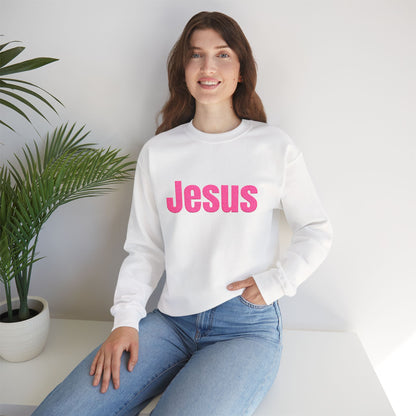 Jesus Pink Glitter Crewneck Sweatshirt