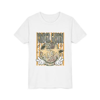 Kindergarten Stars Youth Tee – Camo Globe Graphic Back-to-School Shirt
