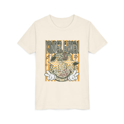 Kindergarten Stars Youth Tee – Camo Globe Graphic Back-to-School Shirt