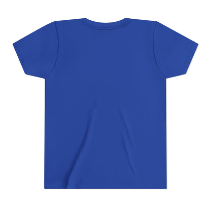Patriotic Highland Cow Youth Tee — American Flag Bow & Heart Sunglasses
