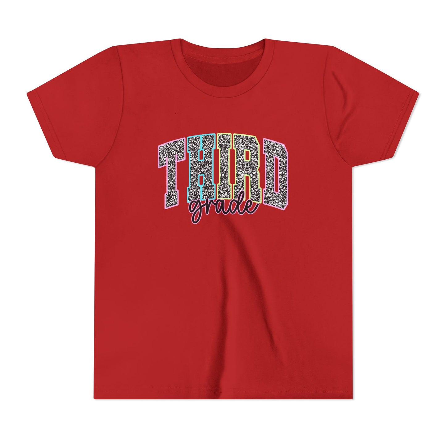 Third Grade Youth T-Shirt — Glitter Varsity Back-to-School Tee