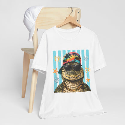 Alligator in Sunglasses Beach Tee — Tropical Summer Graphic T-Shirt