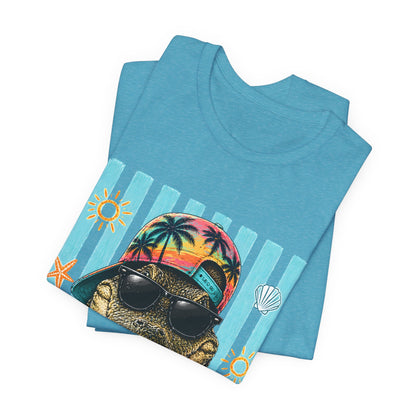 Alligator in Sunglasses Beach Tee — Tropical Summer Graphic T-Shirt