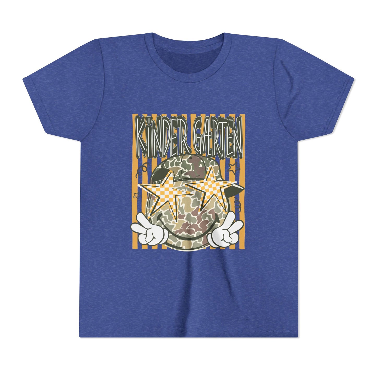 Kindergarten Stars Youth Tee – Camo Globe Graphic Back-to-School Shirt