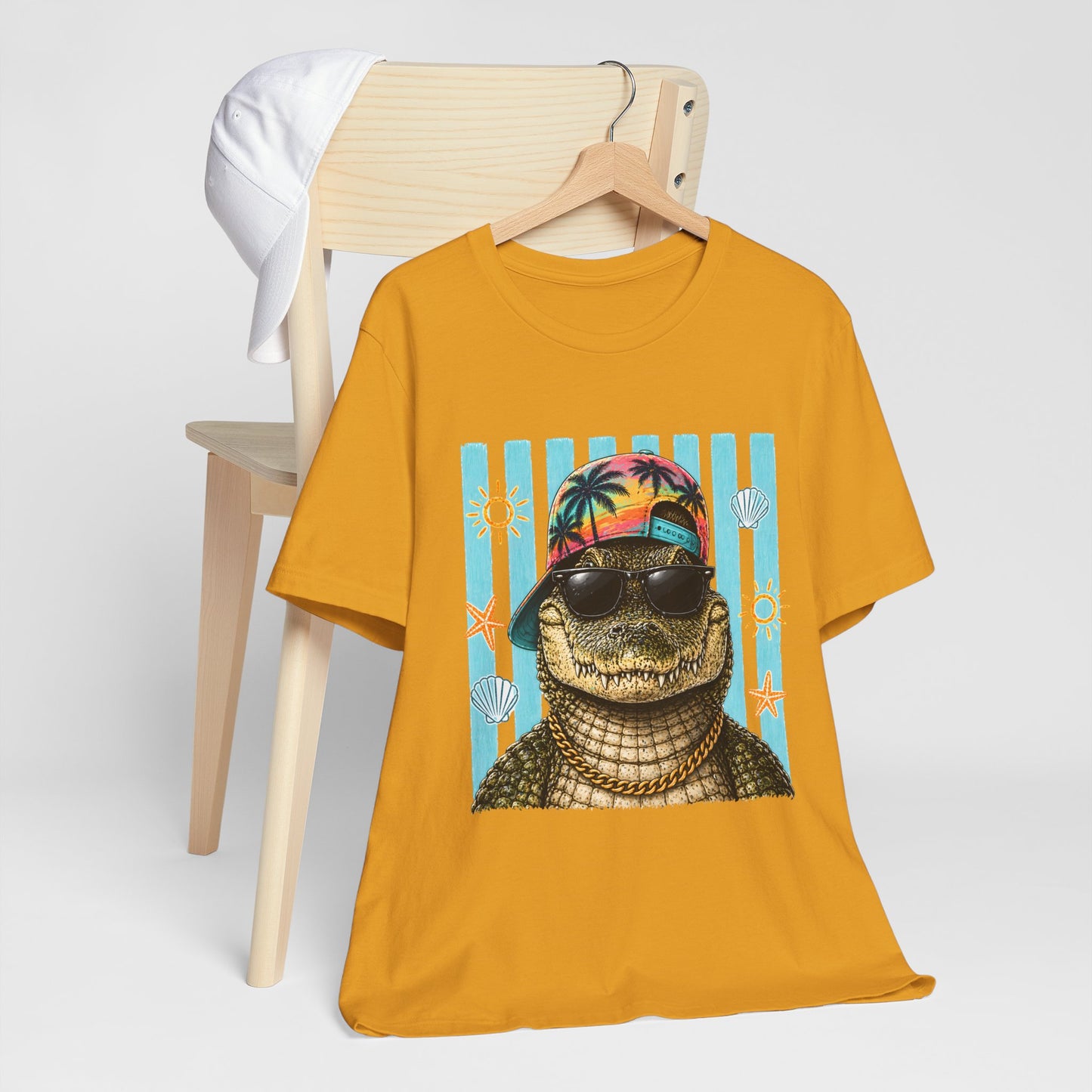 Alligator in Sunglasses Beach Tee — Tropical Summer Graphic T-Shirt