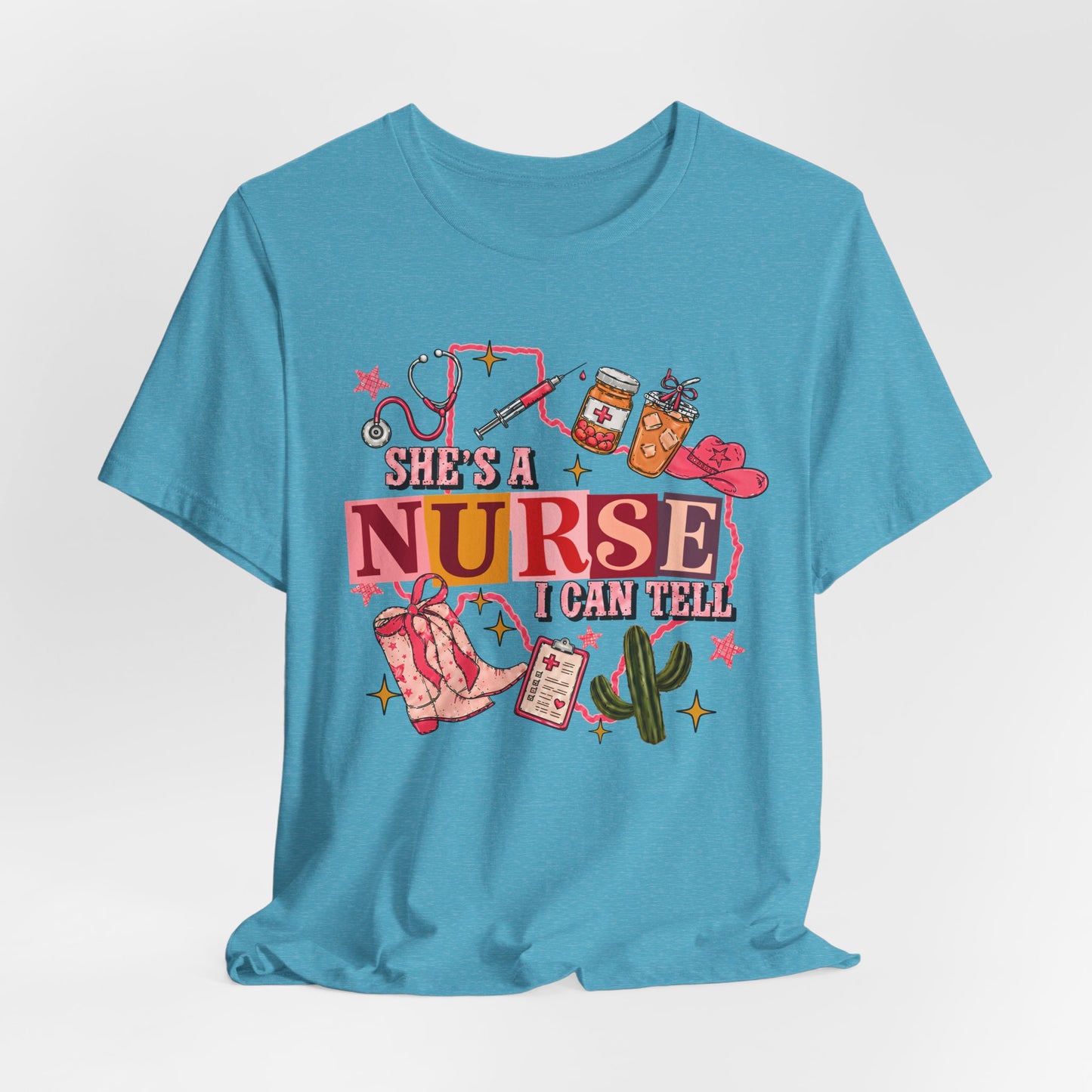 She's a Nurse I Can Tell T-Shirt — Cute Pink Nurse Graphic Tee for Nurses