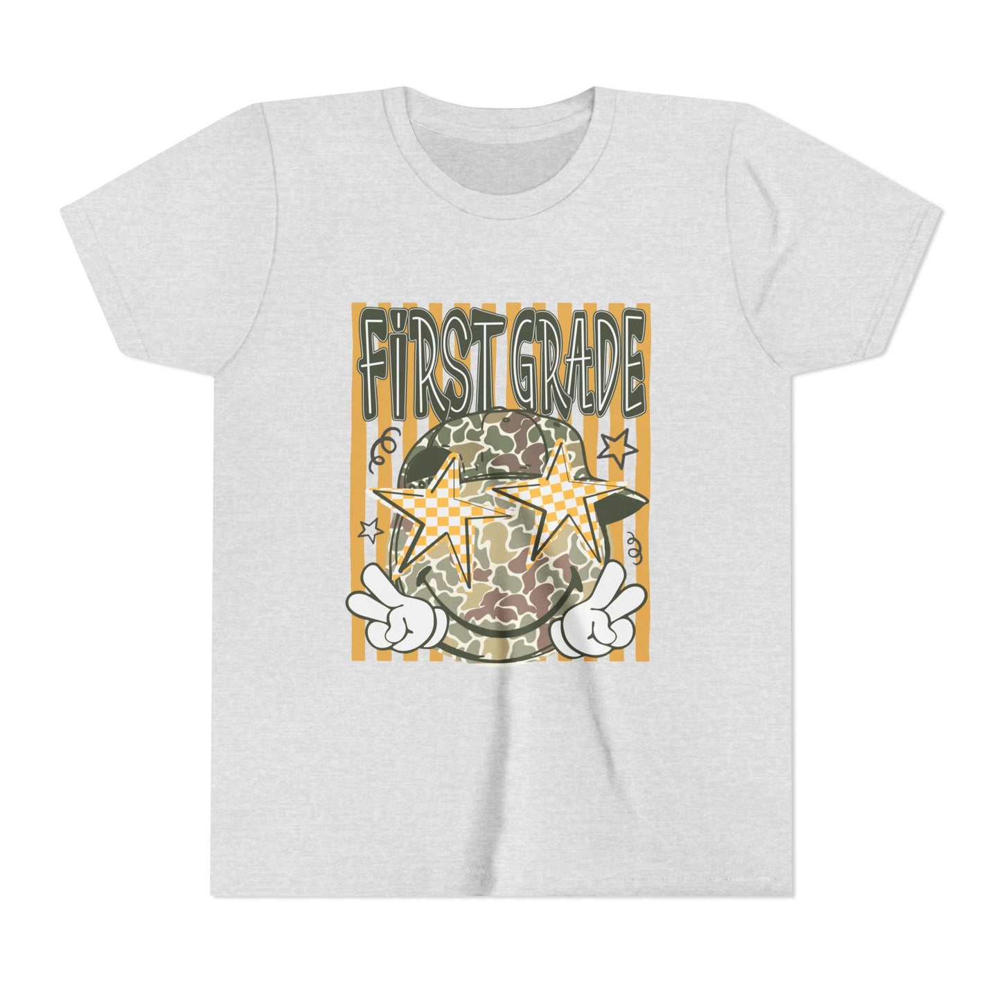 First Grade Camo Stars Youth Tee - Back to School Kids T-Shirt
