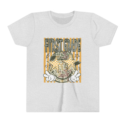First Grade Camo Stars Youth Tee - Back to School Kids T-Shirt