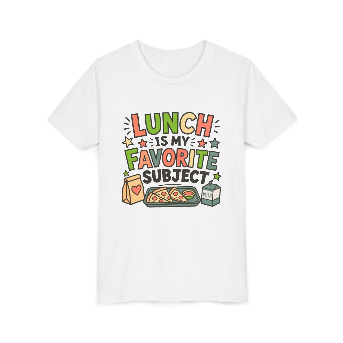 Youth Tee — "Lunch Is My Favorite Subject" Cute School Lunch Graphic