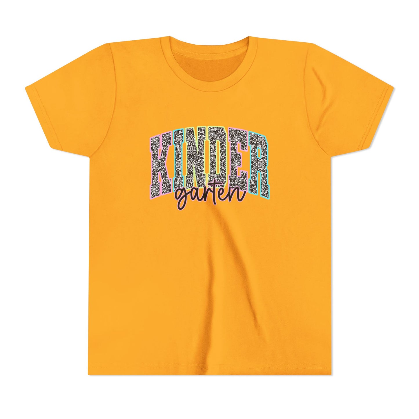 Kinder Garden Youth Tee — Colorful Glitter Graphic Shirt for Kids