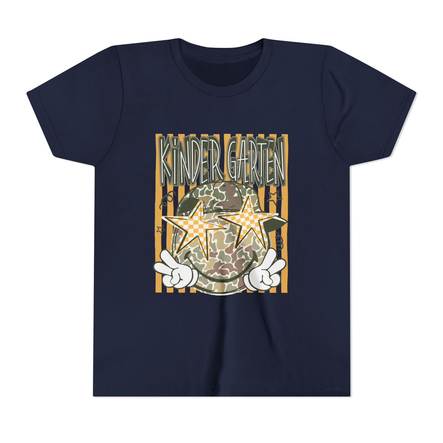 Kindergarten Stars Youth Tee – Camo Globe Graphic Back-to-School Shirt