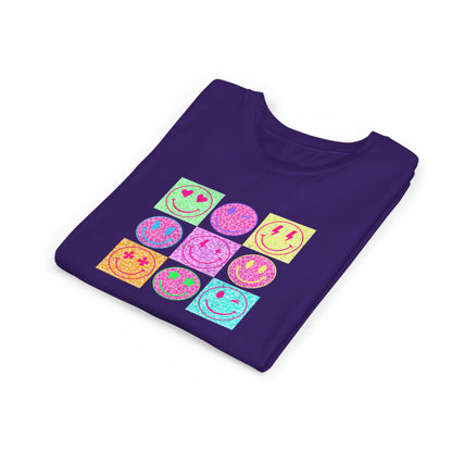 Youth Tee — Colorful Retro Smiley Grid Tee