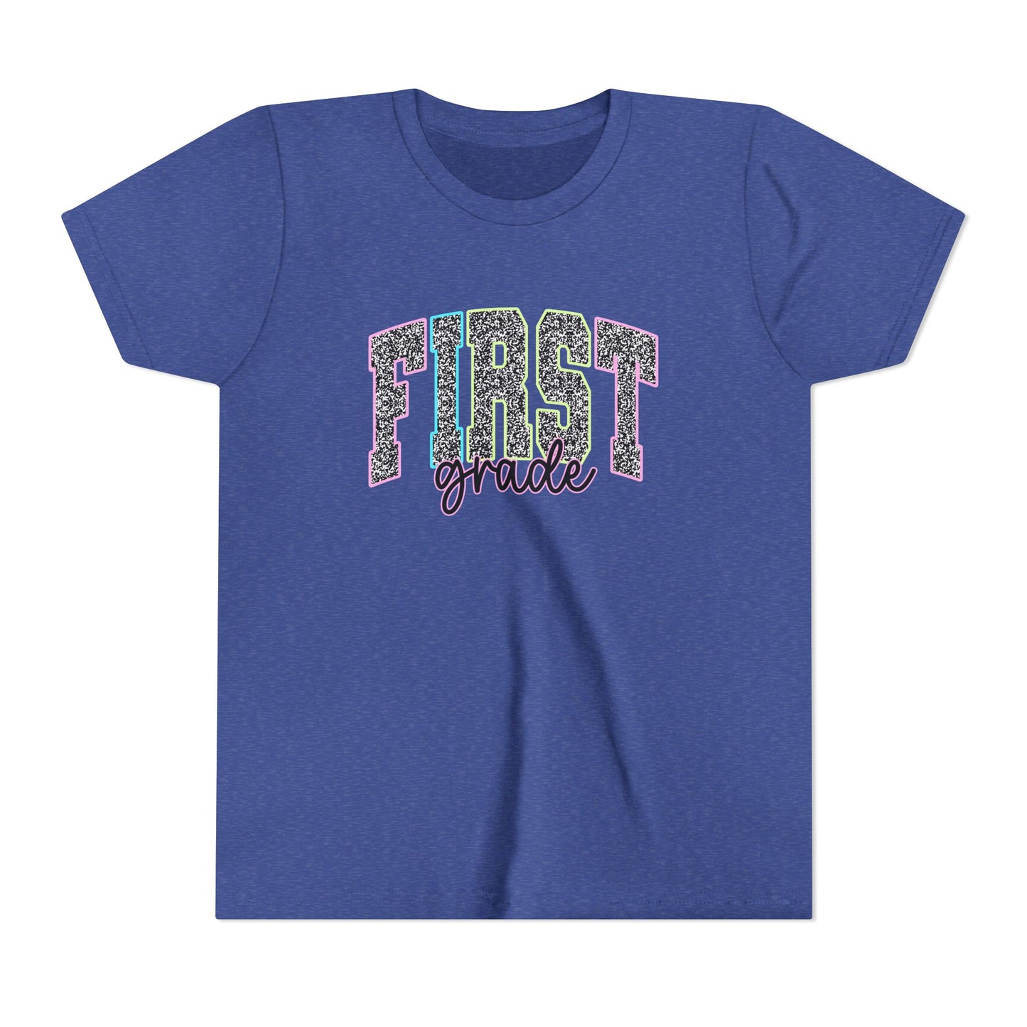Youth First Grade Tee — Glitter Leopard School Shirt for Back to School