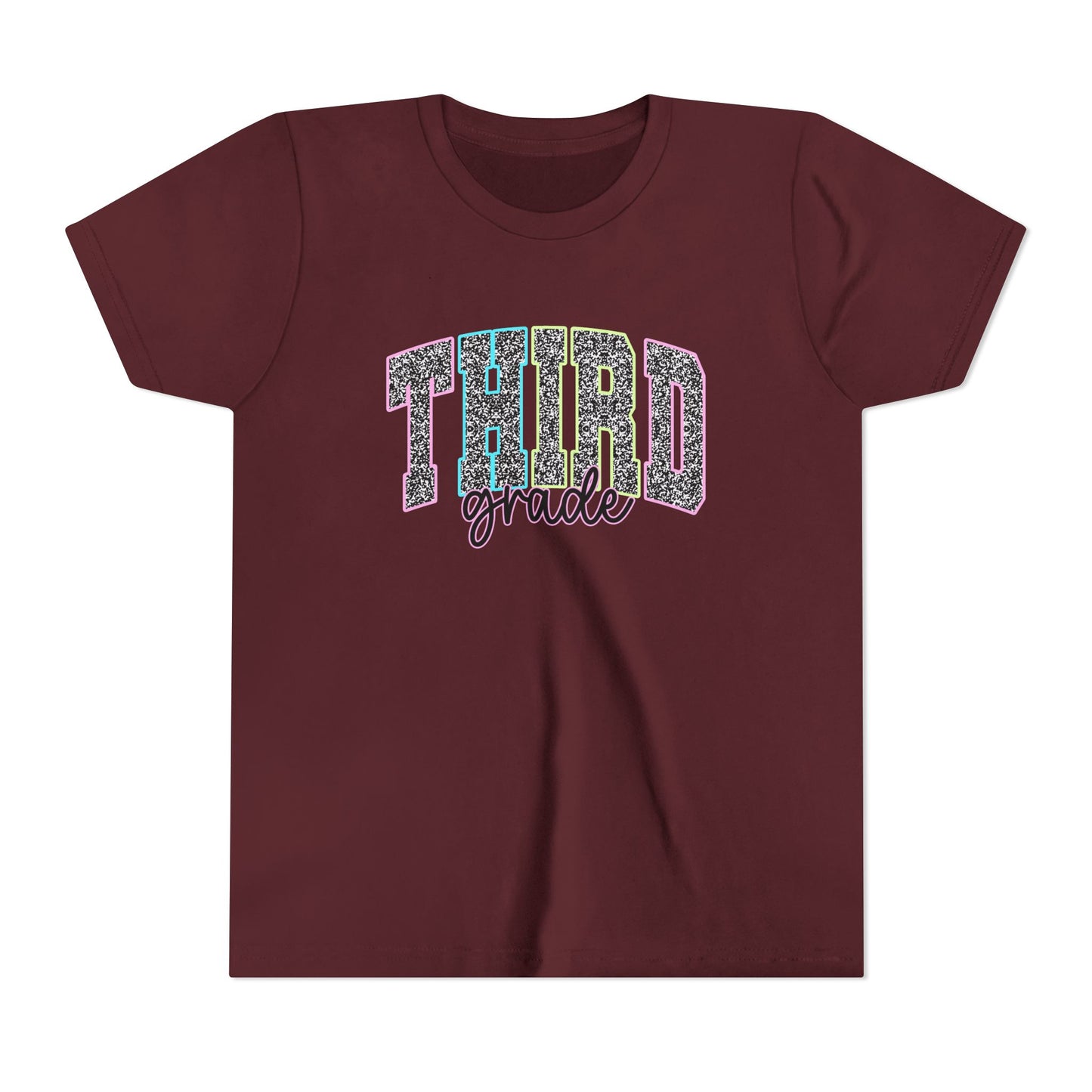 Third Grade Youth T-Shirt — Glitter Varsity Back-to-School Tee