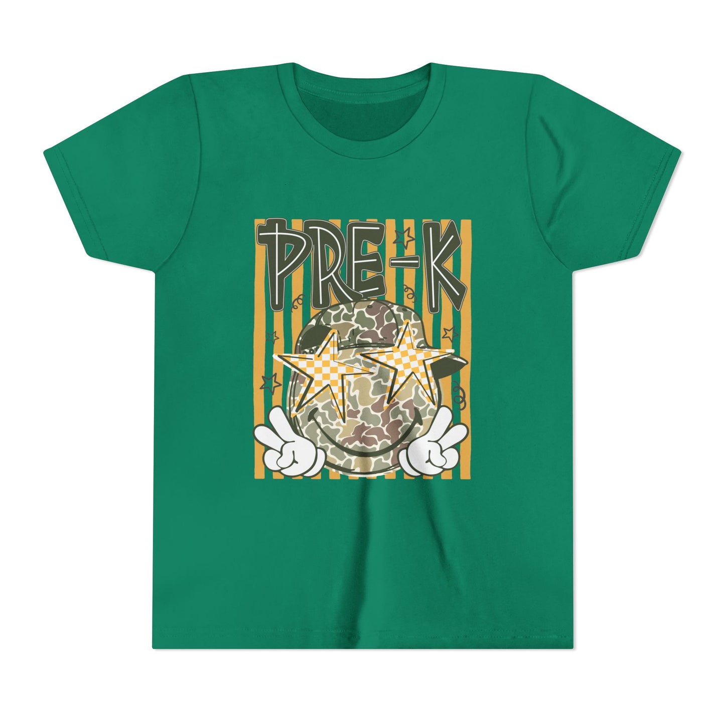 Pre-K Kids Tee — Camo Smiley Star Preschool Shirt for Boys & Girls