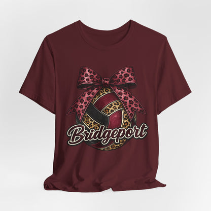 Bridgeport Leopard Volleyball Tee — Pink Bow Volleyball Shirt