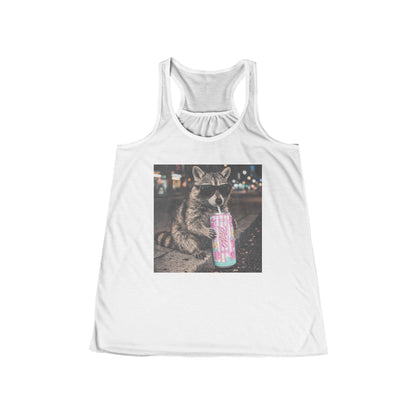Raccoon with Sparkle Drink Tank Top – Cute Nightlife Animal Graphic Women's Racerback