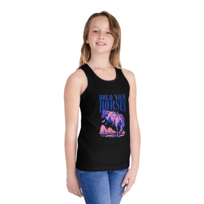 Kid's Tank Top — "Hold Your Horses" Vintage Rodeo Horse Graphic