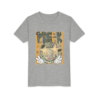Pre-K Kids Tee — Camo Smiley Star Preschool Shirt for Boys & Girls