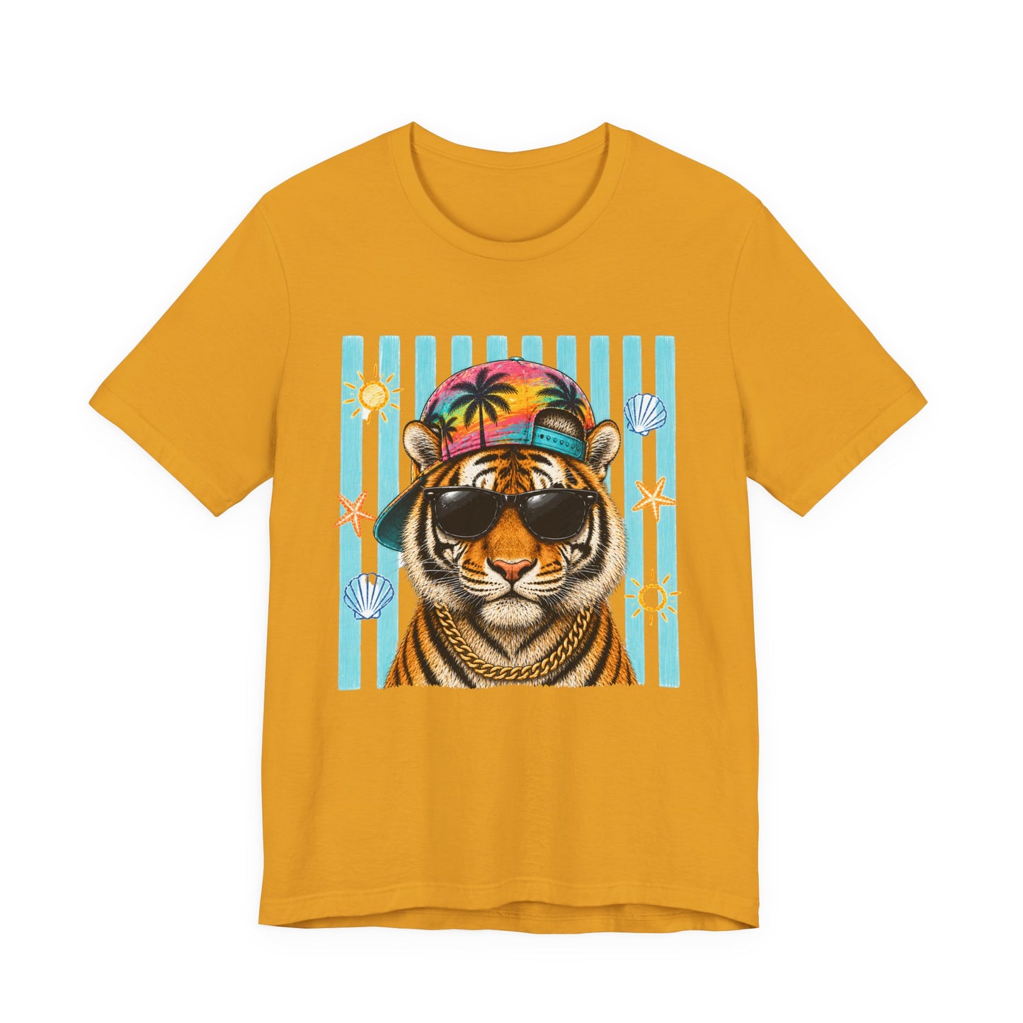 Tiger in Shades Beach T-Shirt – Tropical Vacation Graphic Tee