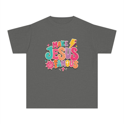 Youth T-Shirt — "Make Jesus Famous" Colorful Graphic Christian Tee