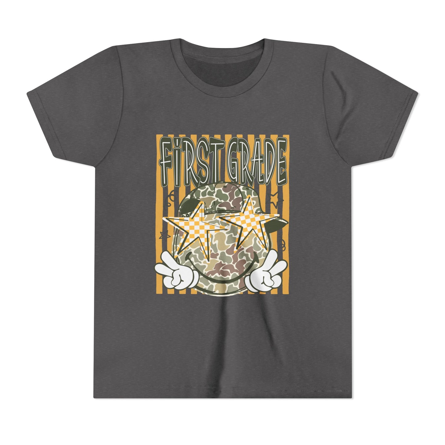 First Grade Camo Stars Youth Tee - Back to School Kids T-Shirt