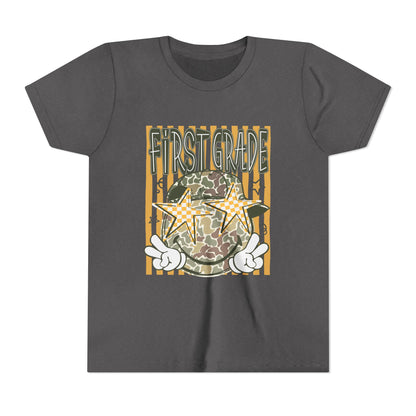 First Grade Camo Stars Youth Tee - Back to School Kids T-Shirt