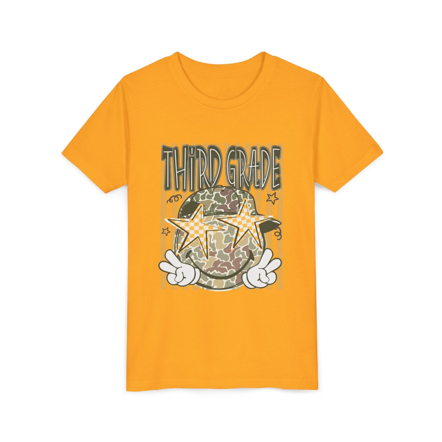 Third Grade Camo Star Youth T-Shirt – Fun Back-to-School Tee for Kids