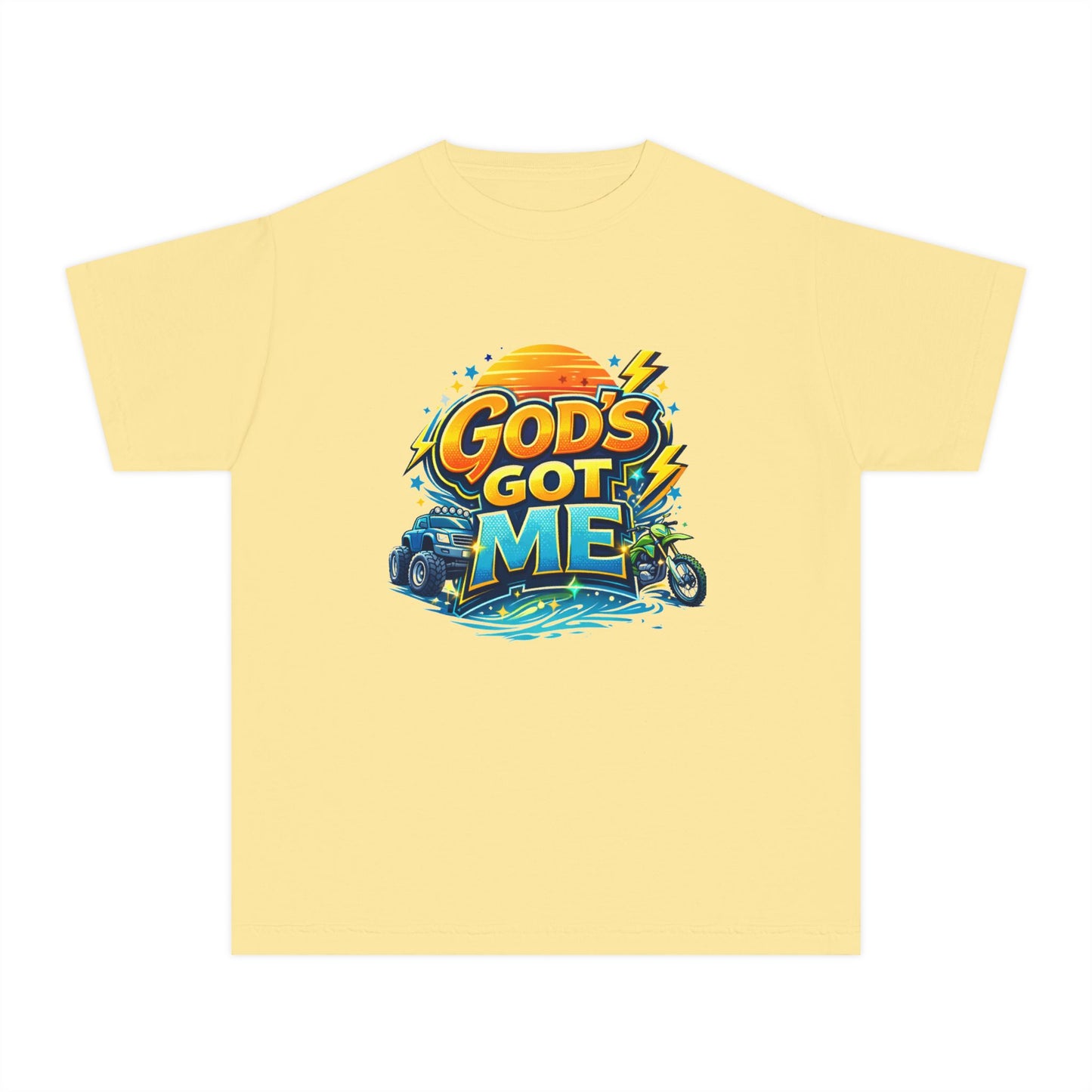 Youth Tee — "God's Got Me" Christian Surf Graphic