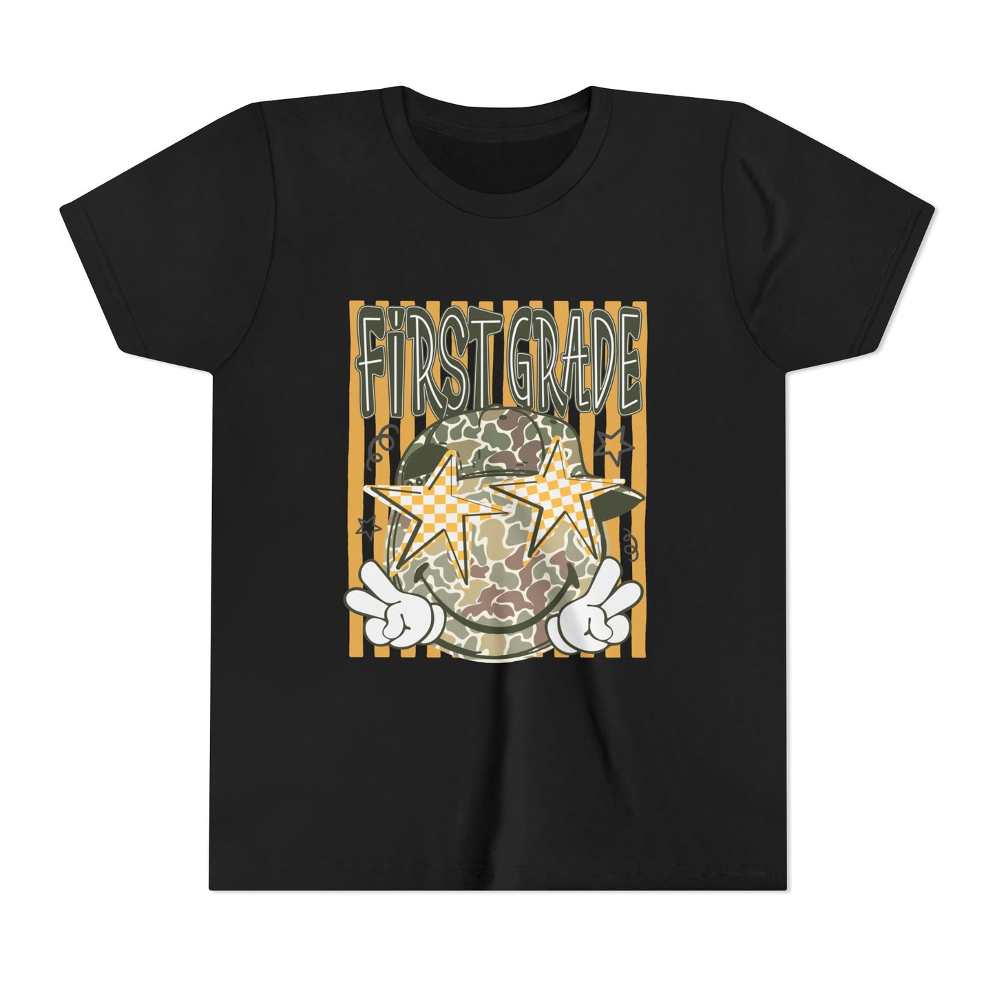 First Grade Camo Stars Youth Tee - Back to School Kids T-Shirt