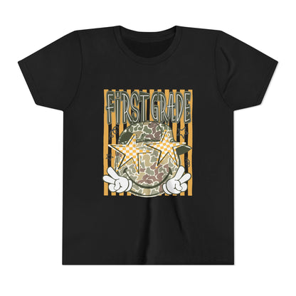 First Grade Camo Stars Youth Tee - Back to School Kids T-Shirt