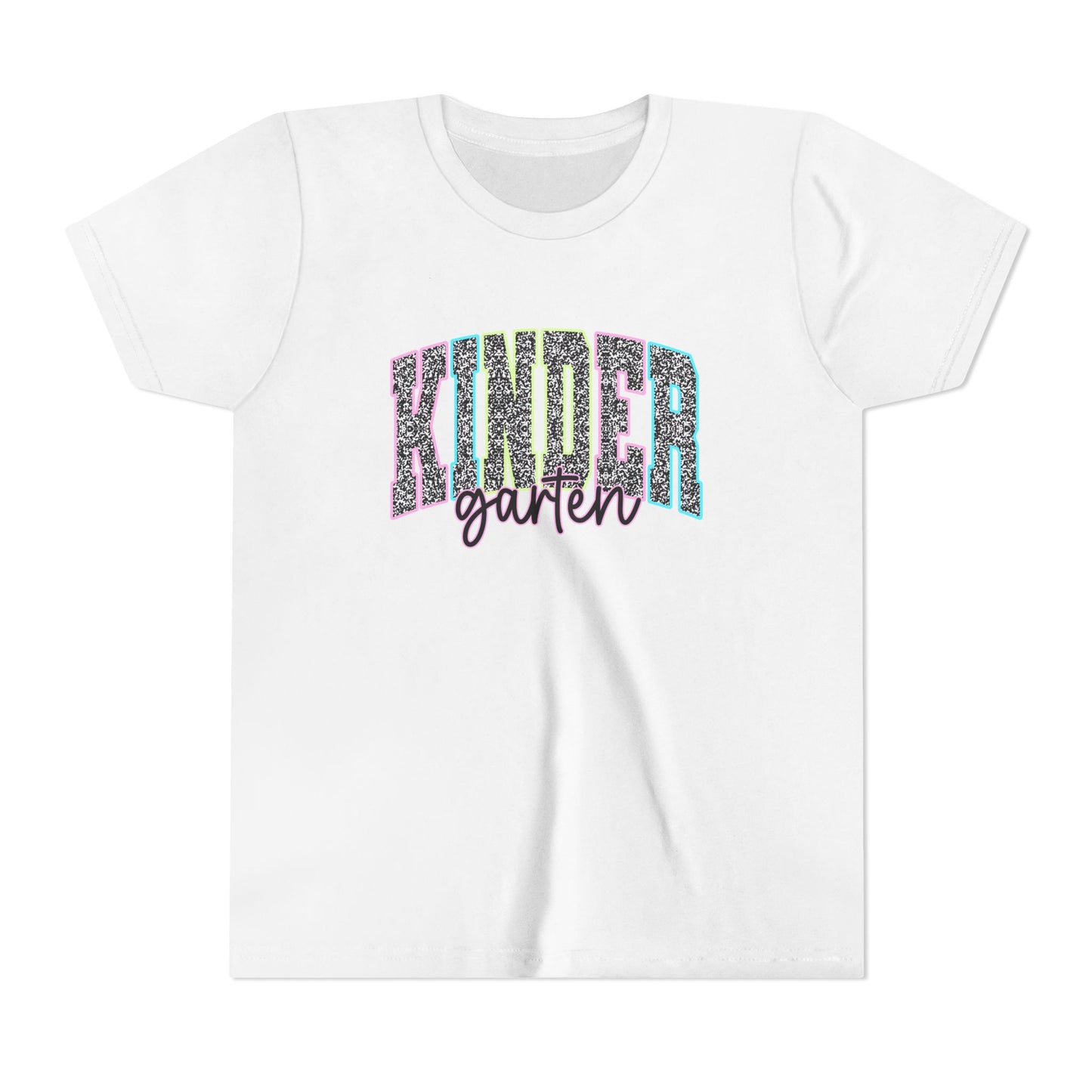 Kinder Garden Youth Tee — Colorful Glitter Graphic Shirt for Kids