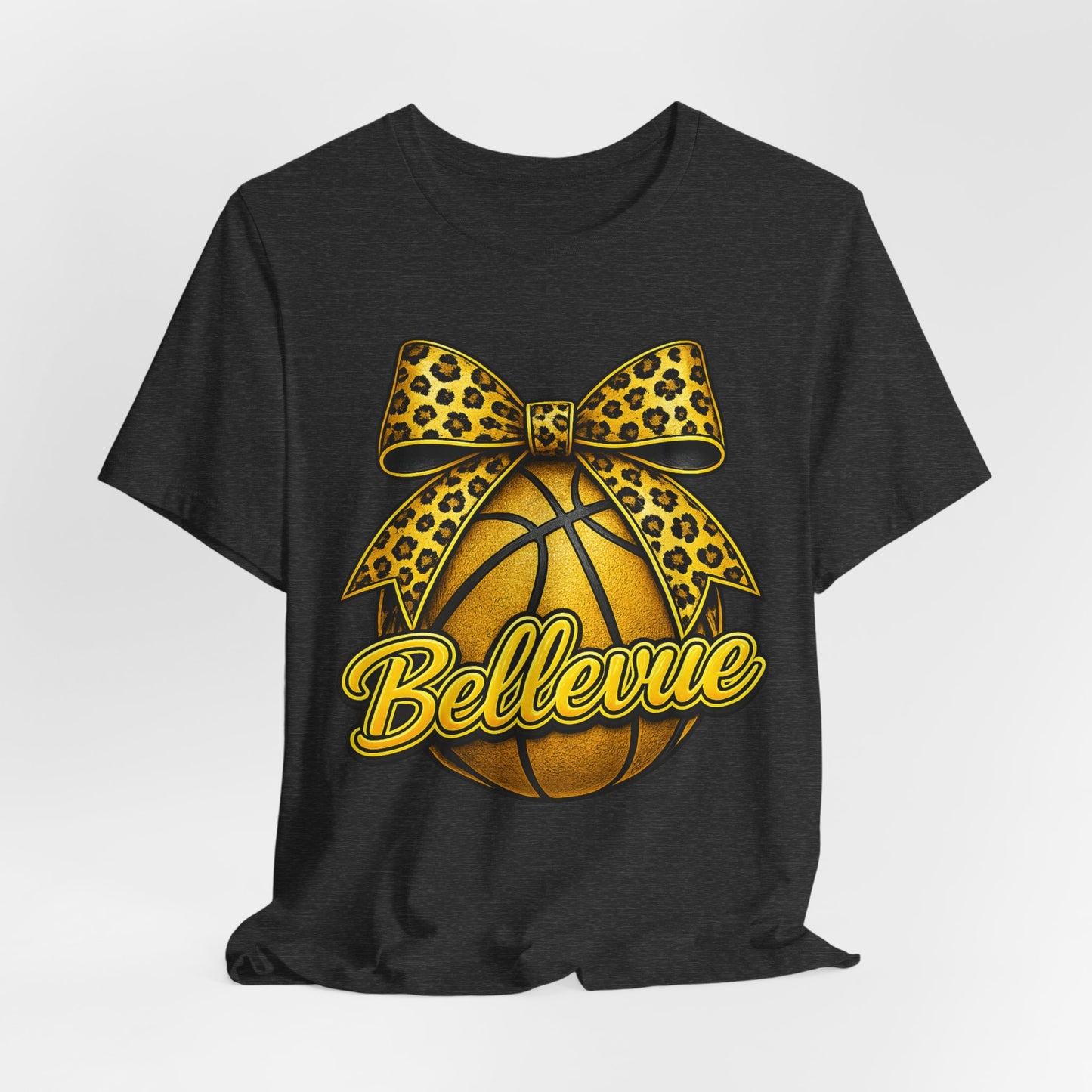 Bellevue Leopard Bow Basketball T-Shirt
