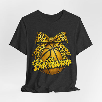 Bellevue Leopard Bow Basketball T-Shirt