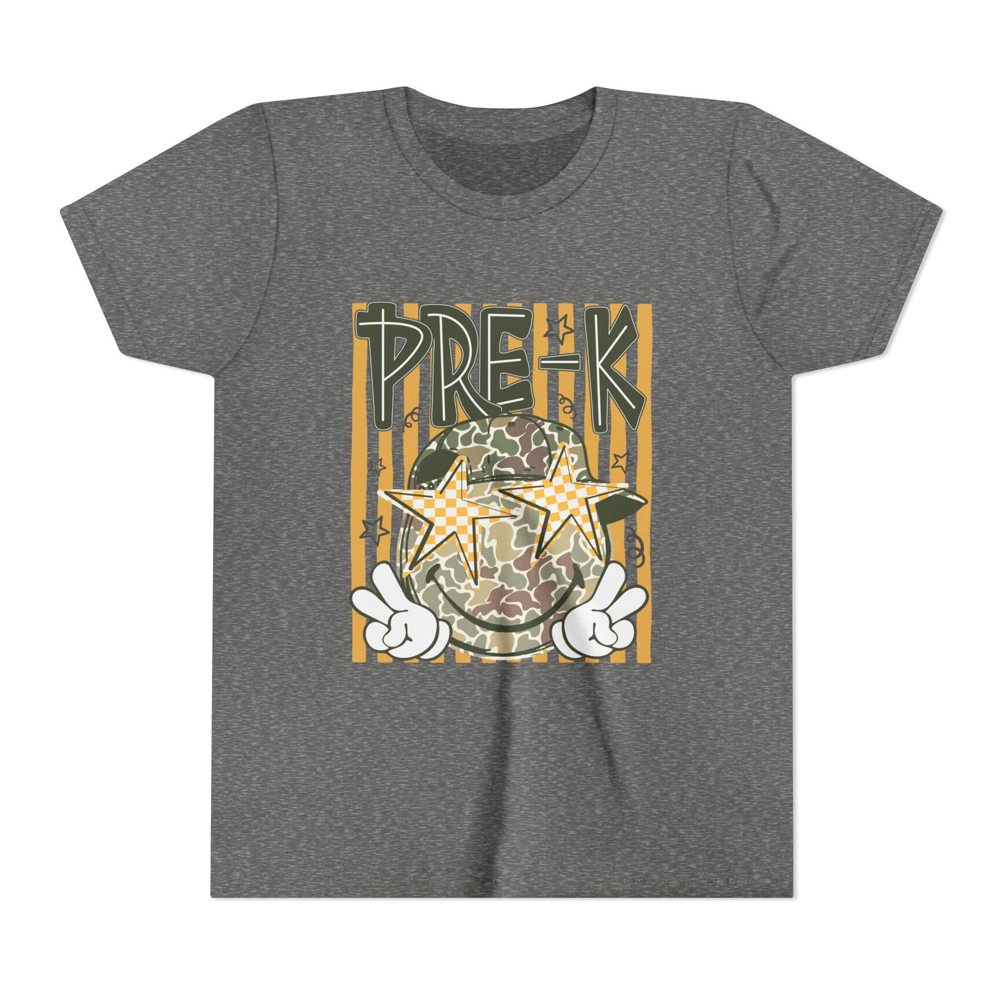 Pre-K Kids Tee — Camo Smiley Star Preschool Shirt for Boys & Girls