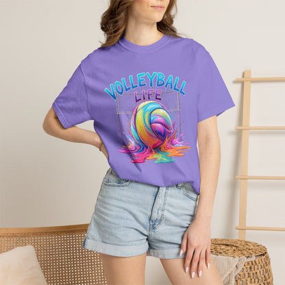 Volleyball Life T-Shirt — Colorful Paint Splash Volleyball Tee